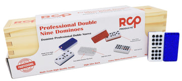 Rcp Products Dominos Professional Double 9 Domino Set Of 55 Tiles, Metal Spinner, Classic And Travel Board Game With Wood Case J
