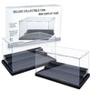2 Pack Acrylic Display Box Storage, Clear Mini Figure Display Shelves With 3 Movable Steps, Black