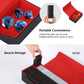 Scimi Mtg Card Storage Box Tcg Deck Case Holds Fits 5 Windows Decks Card Box Or 1800+ Sleeved Cards For Mtg, Yugioh, Uno, Tcg, Trading Cards With Mat Case And Strong Magnet Closure (Black & Red)