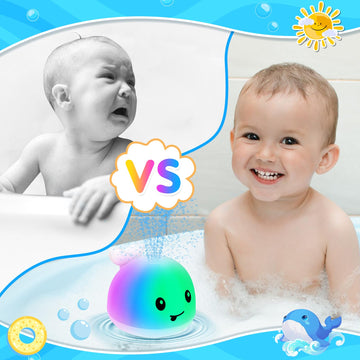 Baby Whale Bath Toy, Baby Bath Toys For 6-12 12-18 Months Bath Toys For Kids Ages 1-3 Light Up Bath Fountain Toys Whale Bath Toy