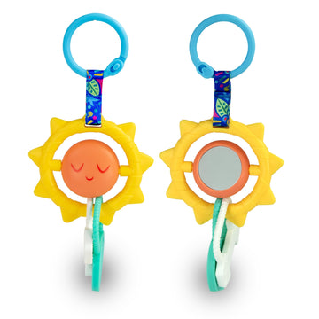 Bebe Fuerte Strong & Sunny Clip On Stroller Toy By Robin Arzon - Developmental Baby Teething Toys - Travel Toys For Infants - Te