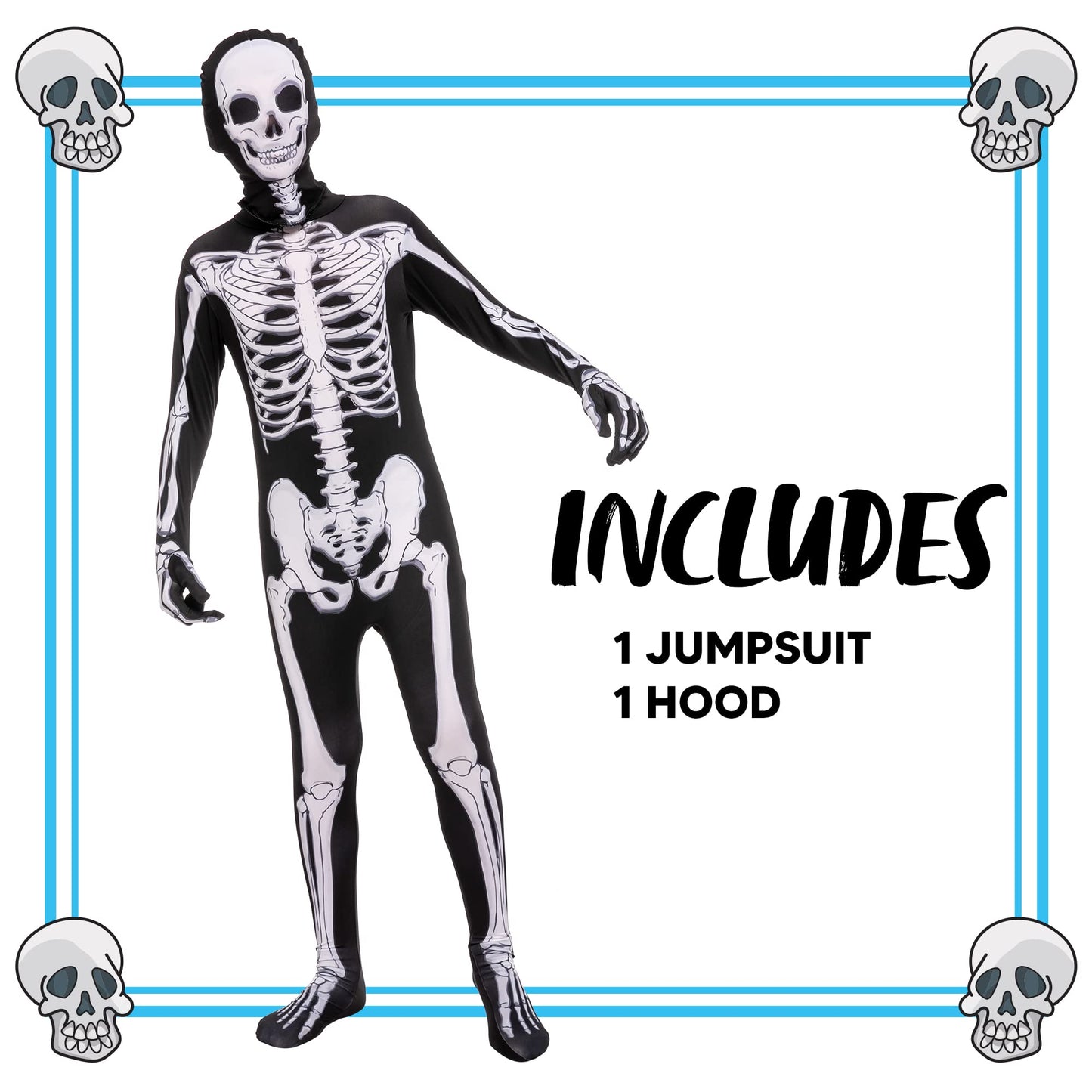 Spooktacular Creations Halloween Kids Scary 3D Skeleton Costume For Boys, Toddlers Skeleton Costume For Halloween Dress Up-M(8-10Yr)