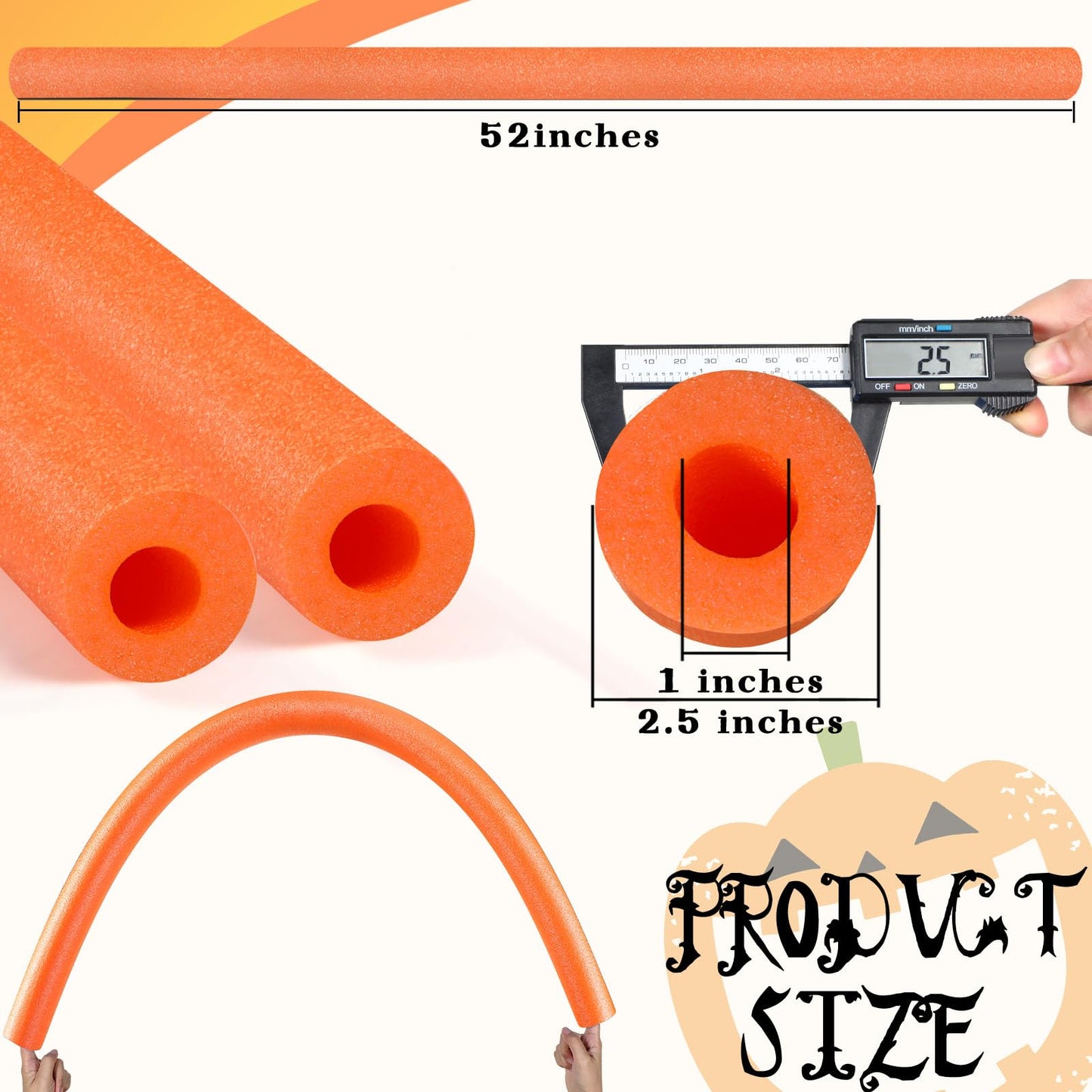 Hanaive 2 Pack Pool Noodles 52 Inch Foam Pool Swim Noodles Hollow Foam Noodle for Swimming Floats DIY Floating Craft Projects (O