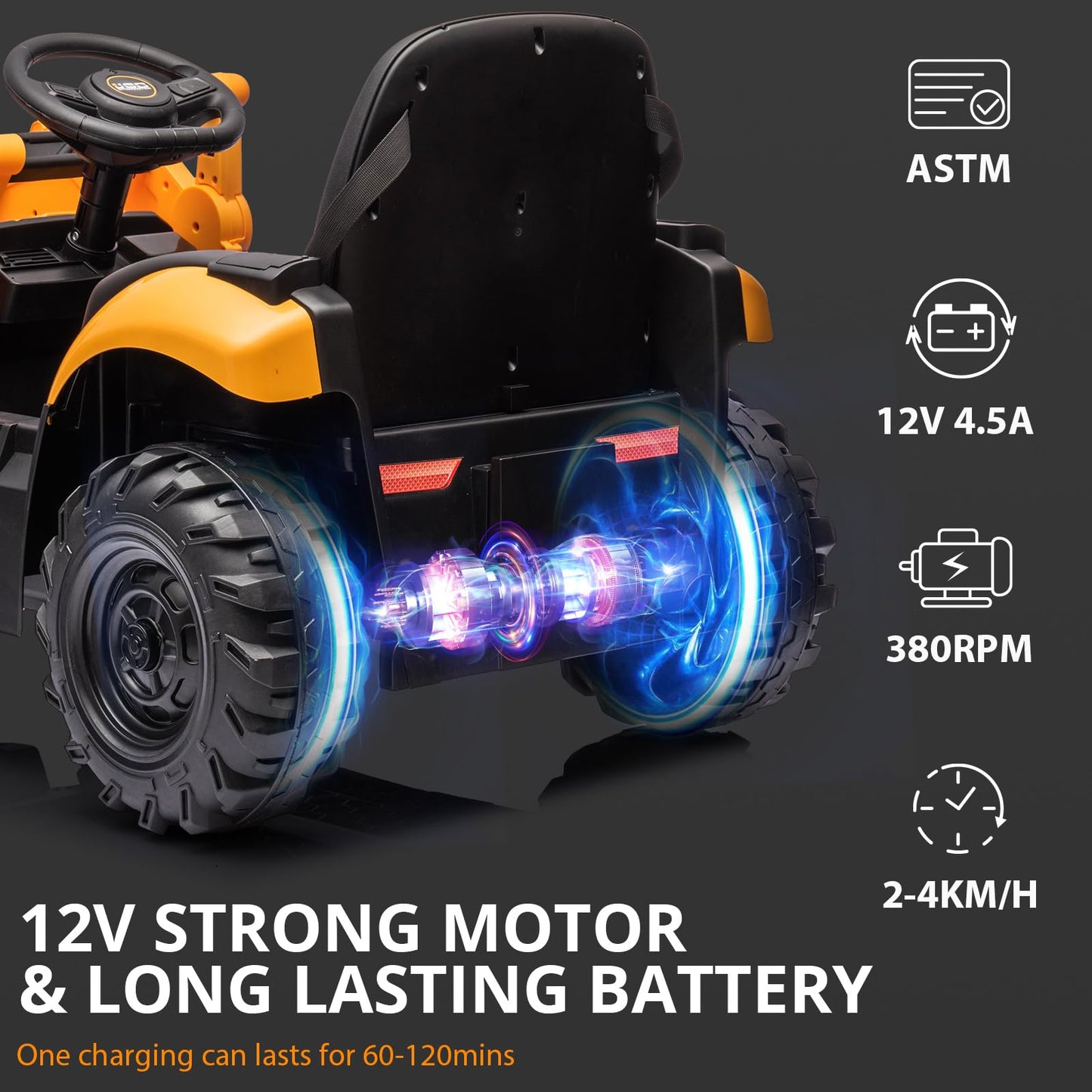4 In 1 Ride On Excavator, 12V Licensed Jcb Excavator Ride On Toy With Remote Control, Front Loader, Horn And Eva Tires, 4 Transf