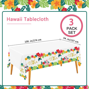 Tropical Luau Party Supplies Flamingo Disposable Tablecloth Plastic Waterproof Table Cover for Hawaiian Beach Party Decorations,
