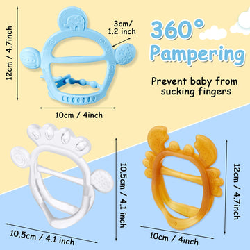5 Pieces Baby Teething Toys For 6-12 Months Silicone Teether Hand Teether With Adjustable Wristband Anti-Dropping Chew Toys For