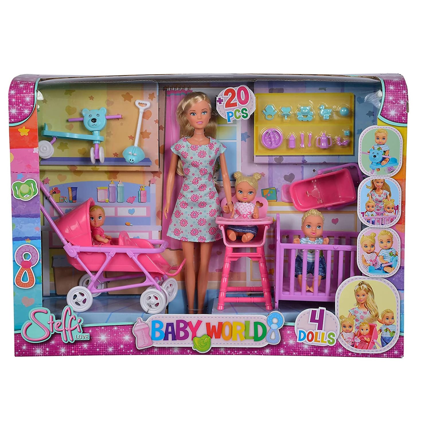 Simba Toys Steffi Love Baby World Set - Kindergarten Teacher Steffi Doll With Baby, Cot, Stroller, High Chair, And Bathtub, Ages 3+
