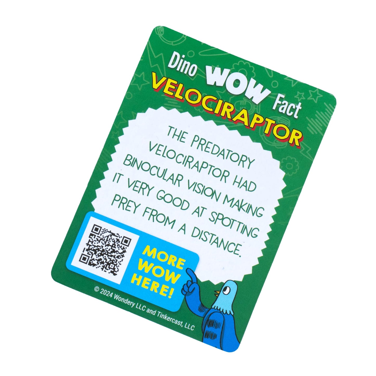 WONDERY KIDS Goliath Wow Velociraptor Toy - Jumbo Multicolor Plastic Dinosaur with Fun Fact Card