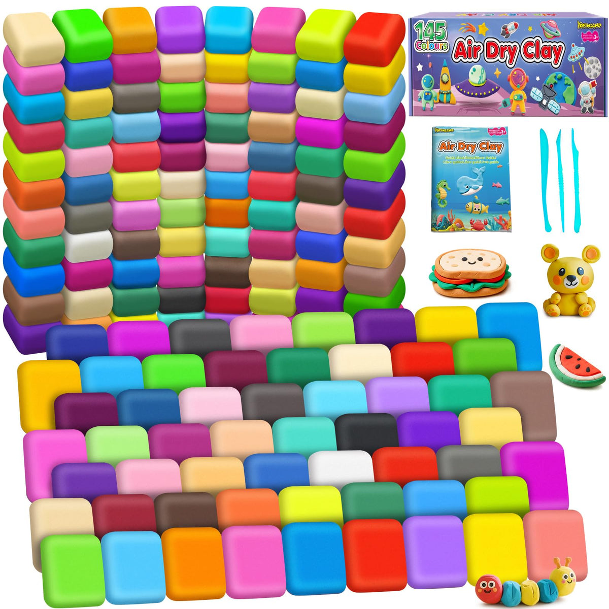 Yopinsand Air Dry Clay 145 Colors Modeling Clay For Kids Diy Molding Magic Toy With Tools For Kids Boys Girls Gift