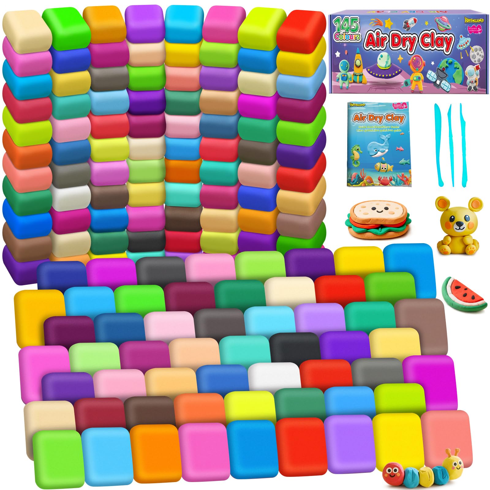 Yopinsand Air Dry Clay 145 Colors Modeling Clay For Kids Diy Molding Magic Toy With Tools For Kids Boys Girls Gift
