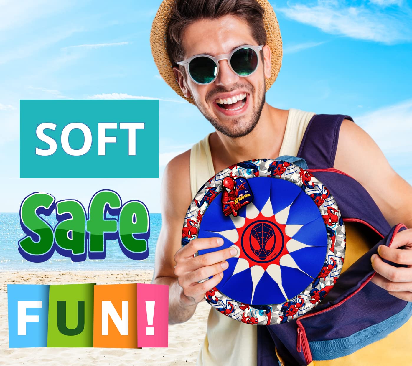 JA-RU Marvel Soft & Safe Frisbee tossing Disc 12 (1 Spiderman Disc) Spiderman Hulk & Iron Man Flying Discs for Kids Boy Toys. Fidget Beach Pool Outdoor Outside Toys Family Game A-6827-1