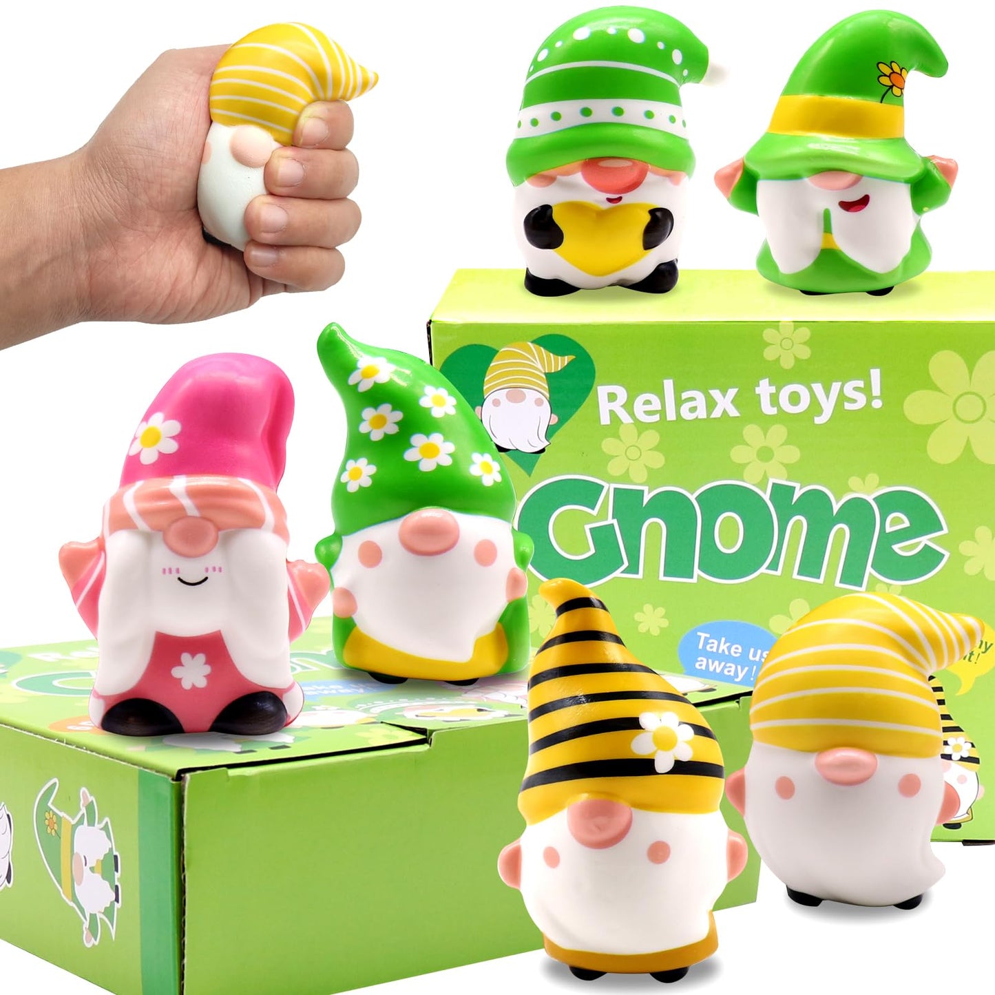 Joinbo 6 Pack Gnomes Squishies Toys Slow Rising Stress Relief Super Soft Squeeze Kawaii Cute Basket Stuffers Gifts For Kids,Boys