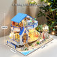 RHZN Miniature House Kit - DIY Beach House Dollhouse, 1:24 Scale, Wood Material