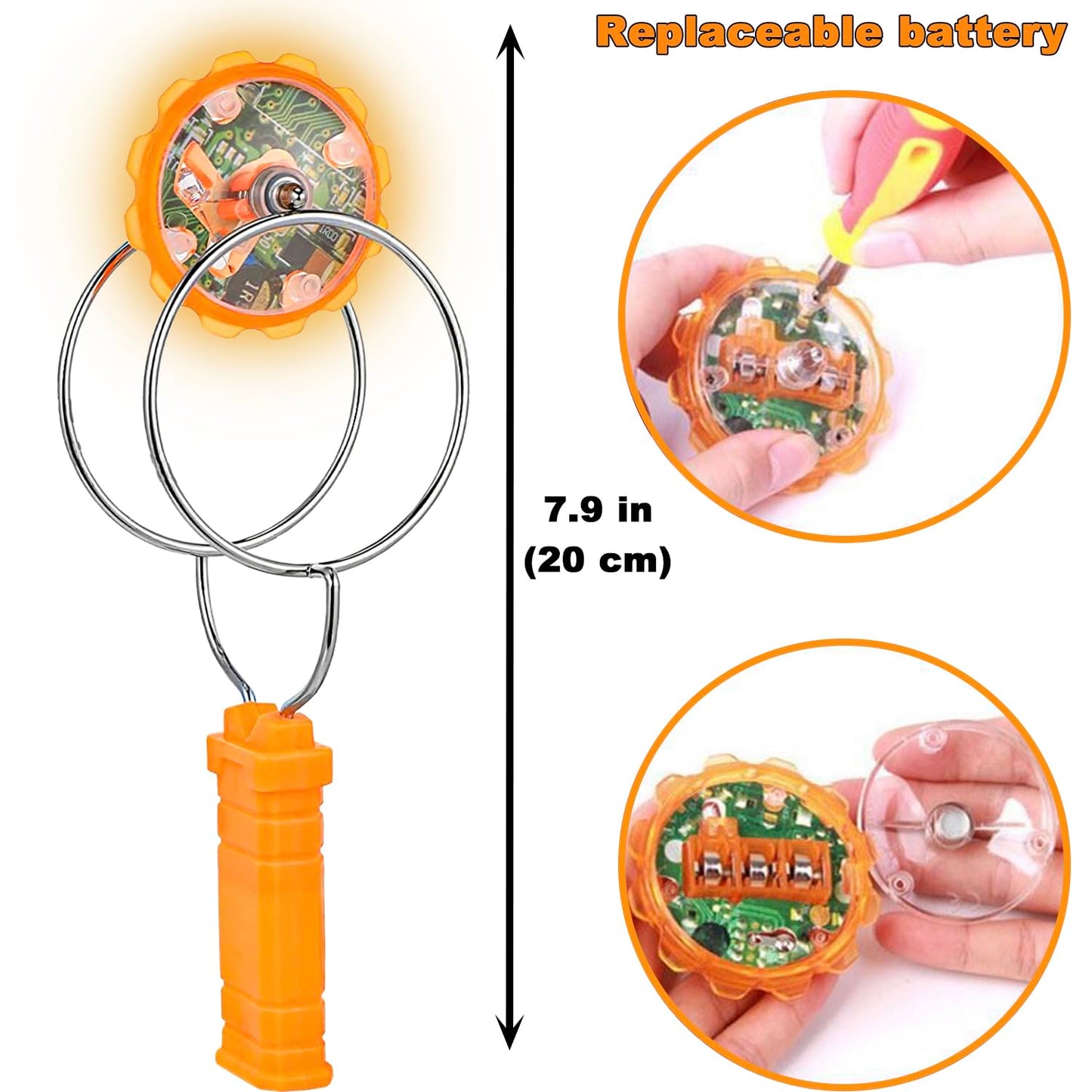 Jishi 3Pcs Light Up Magnetic Gyro Wheel Toys For Kids, Stocking Stuffers For Kids Adults Christmas Glow Party Favors Nostalgia G