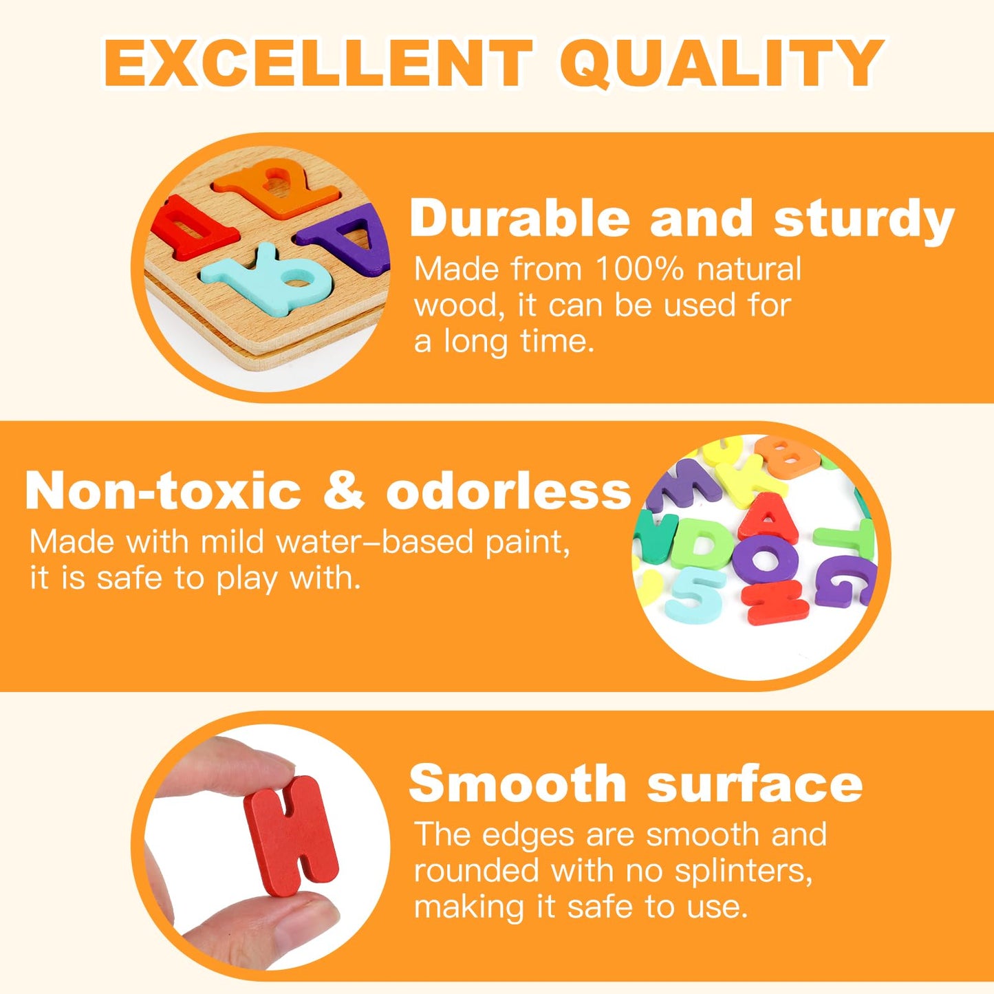 2 Pack Wooden Puzzles  Toddlers Alphabet Number Puzzles  ABC Learning Toys for Kids Ages 3-5  Preschool Learning Activities Gift Set for Boys & Girls