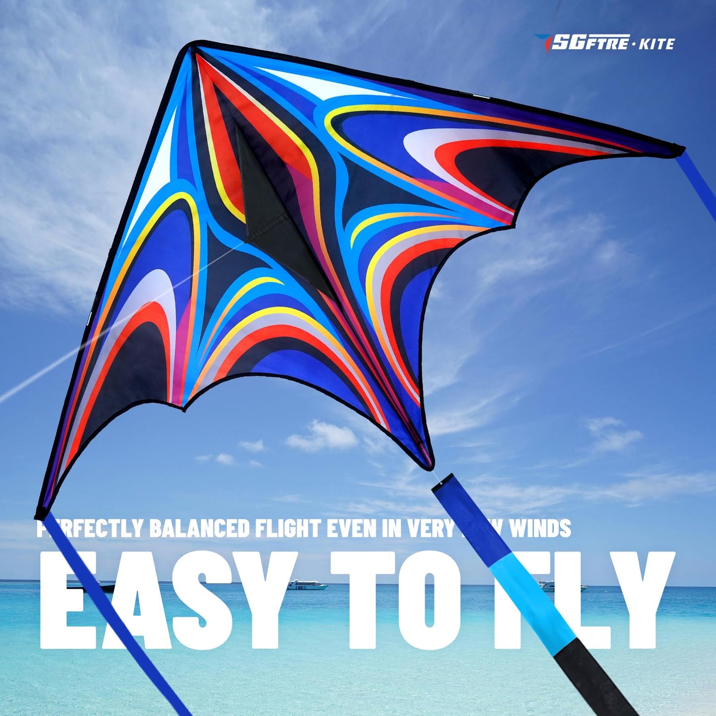 Sgftre Blue Large Delta Kites Flying Toys Easy To Fly