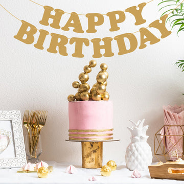 Gold Happy Birthday Banner Sign Happy Birthday Bunting Banner Flag Garland For Kids Boys Baby Birthday Party Decorations Supplies