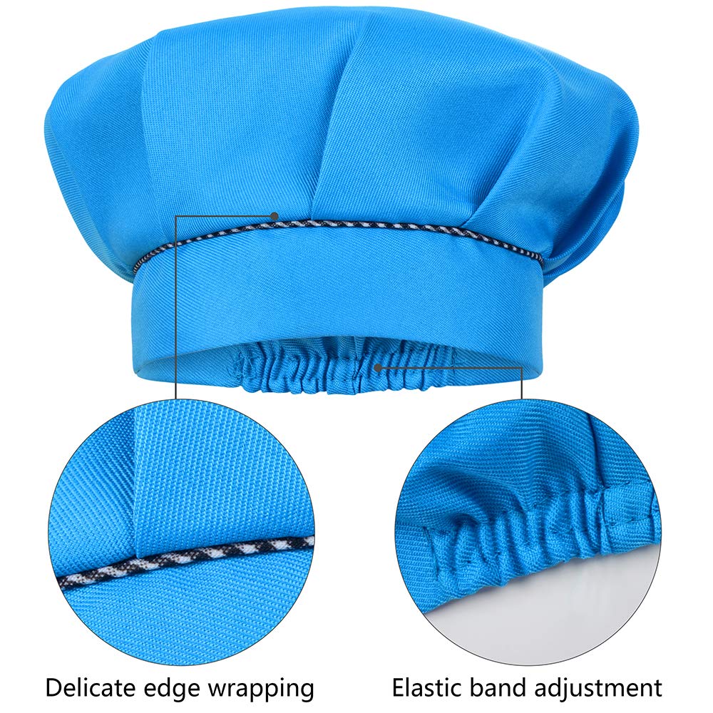 SUNLAND Kids Apron And Hat Set Children Chef Apron For Cooking Baking Painting (Blue, M)