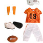 Orange and Black Football Uniform 6pc for 18-Inch Dolls | enhanced Quality & Trendy Design | Dolls Clothes
