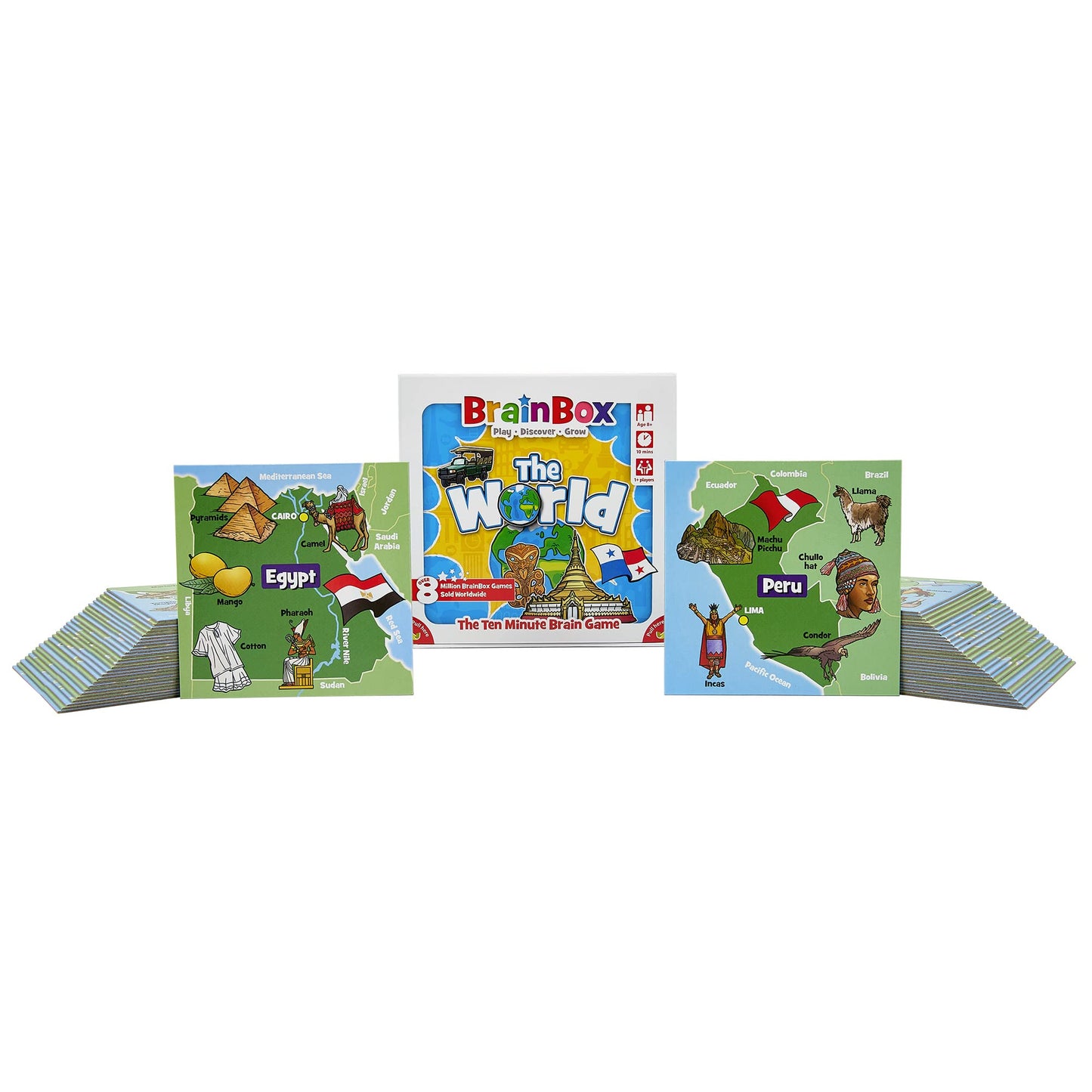 Brainbox The World Card Game - Memory & Observation Game, Educational Global Adventure, Family-Friendly Trivia Game For Kids & Adults, Ages 8+, 1+ Players, 10 Min Playtime, Made By Green Board Games