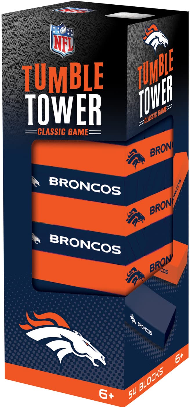 MasterPieces Game Day - NFL Denver Broncos - Officially Licensed Tumble Tower, Real Wood Blocks