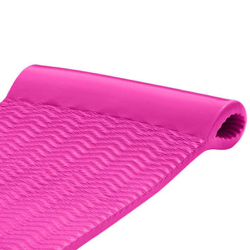 TRC Recreation Serenity 1.5  Thick Vinyl Coated Foam Swimming Pool Float Mat mature-themed Lounger with Built-In Roll Pillow  Flamingo Pink
