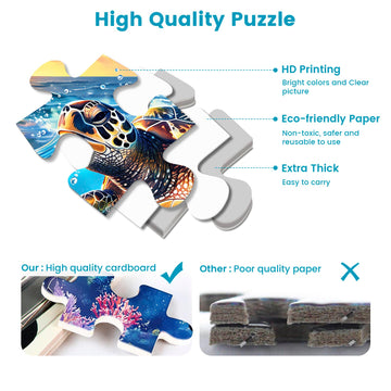 2 Pack Puzzles For Adults 1000 Pieces-Sea Turtle & Dolphins Difficult Jigsaw Puzzles For Adults,Hard Jigsaw Puzzle Decorations Diy Leisure Game Toy Suitable Family Friends(27.5X20 Inches)