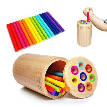 Montessori Wooden Learning Color Sorting Toys For Toddlers Age 1-3, Fine Motor Toys Sensory Matching Games, Busy Board For 18 Mo