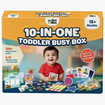 Ginimini 10-In-One Toddler Busy Box | Montessori Play & Learn Kit With 300+ Activities | Screen-Free Learning Box For Toddlers 1