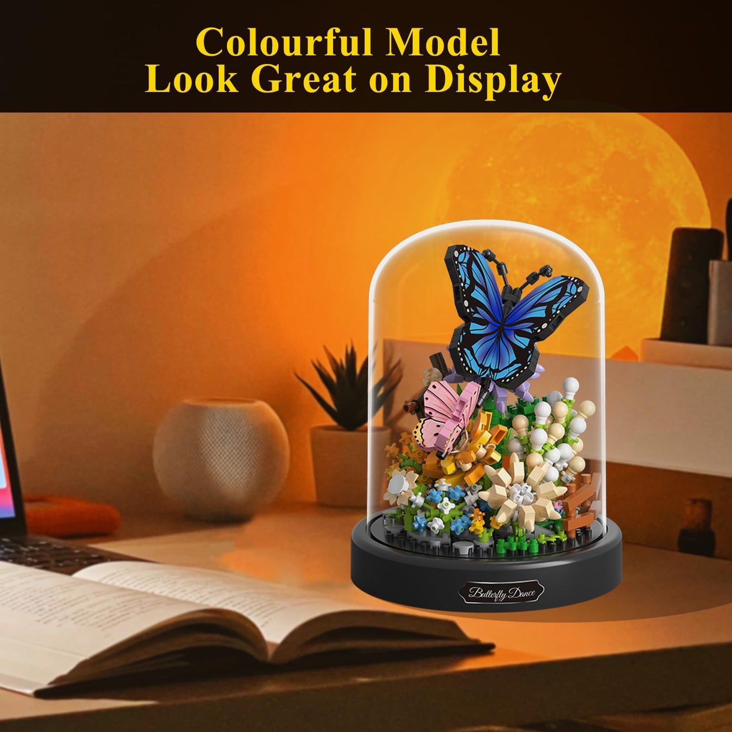 OLTLYUNH Flower Bouquet Building Set for mature-themed Mini Plant Bonsai Tree Friend Set Botanical Collection Gift for Kids Home Decor Building Block  New Year Birthday Gift for Women Boys Girls(Butterfly)
