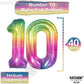 KatchOn, Giant Rainbow 10 Balloon Number - 40 Inch | 10th Birthday Decorations | Rainbow 10th Birthday Balloons for 10 Birthday