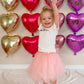 Red Heart Shaped Balloons Pack Of 12,18 Inch Silver Love Valentine Balloons Pink Heart Romantic Balloons For Valentines Day Prop