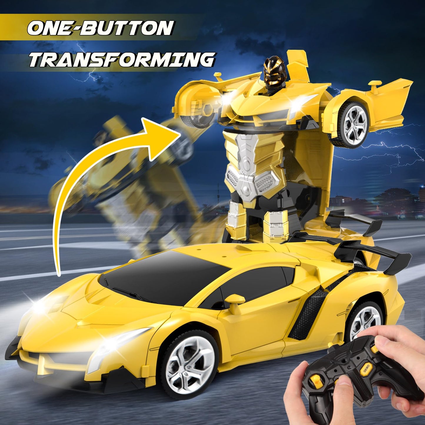 Yotoy Remote Control Car Toys - Transform Rc Cars For Kids, One Button Transformation, 360 Degree Rotating Drifting, 2.4Ghz & 1: