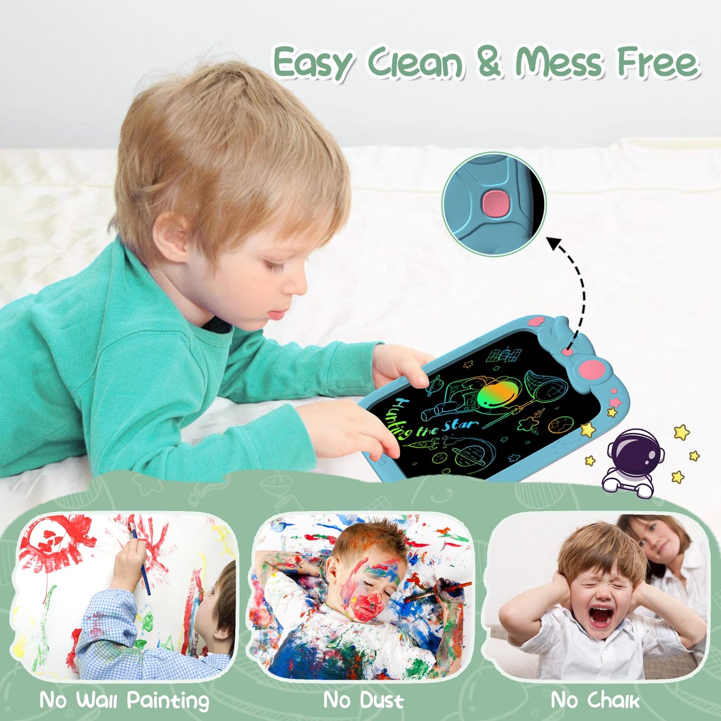 Pyttur Lcd Writing Tablet For Kids 9 Inch Erasable Drawing Tablet Reusable Colorful Drawing Pad For Kids Educational And Learnin
