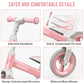 Bobike Toddler Balance Bike Toys For 1 To 3 Year Old Girls Boys Adjustable Seat And Handlebar No-Pedal Training Bike Best Gifts For Kids (Pink)