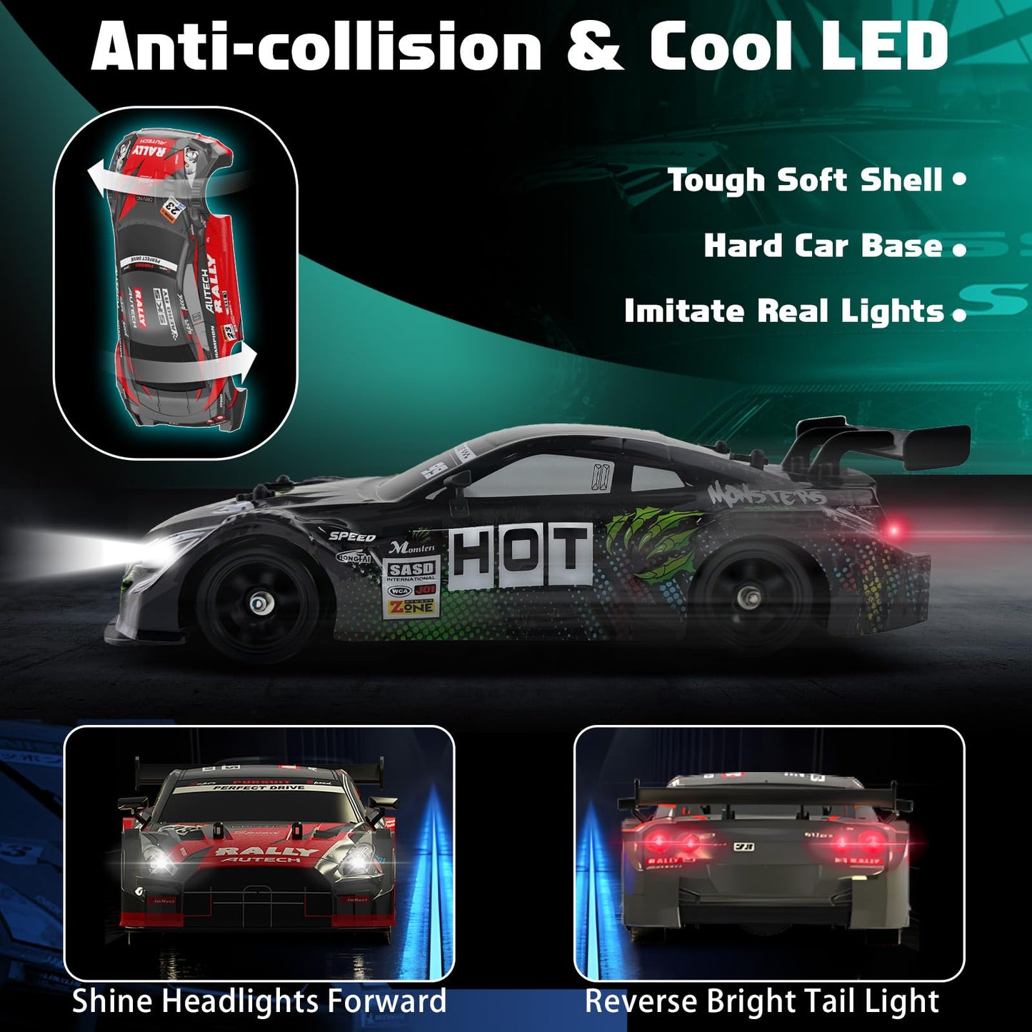 Sakeye RC Car, 1/16 RC Drift Car, 2.4GHz 4WD Rcemote Control Car for Adults Drifting RC Car High Speed Hobby Racing Car with Lig