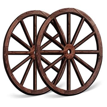 OYEFLY 2 Pcs Vintage Rustic Wagon Wheel Decor - Brown, 18 Inch