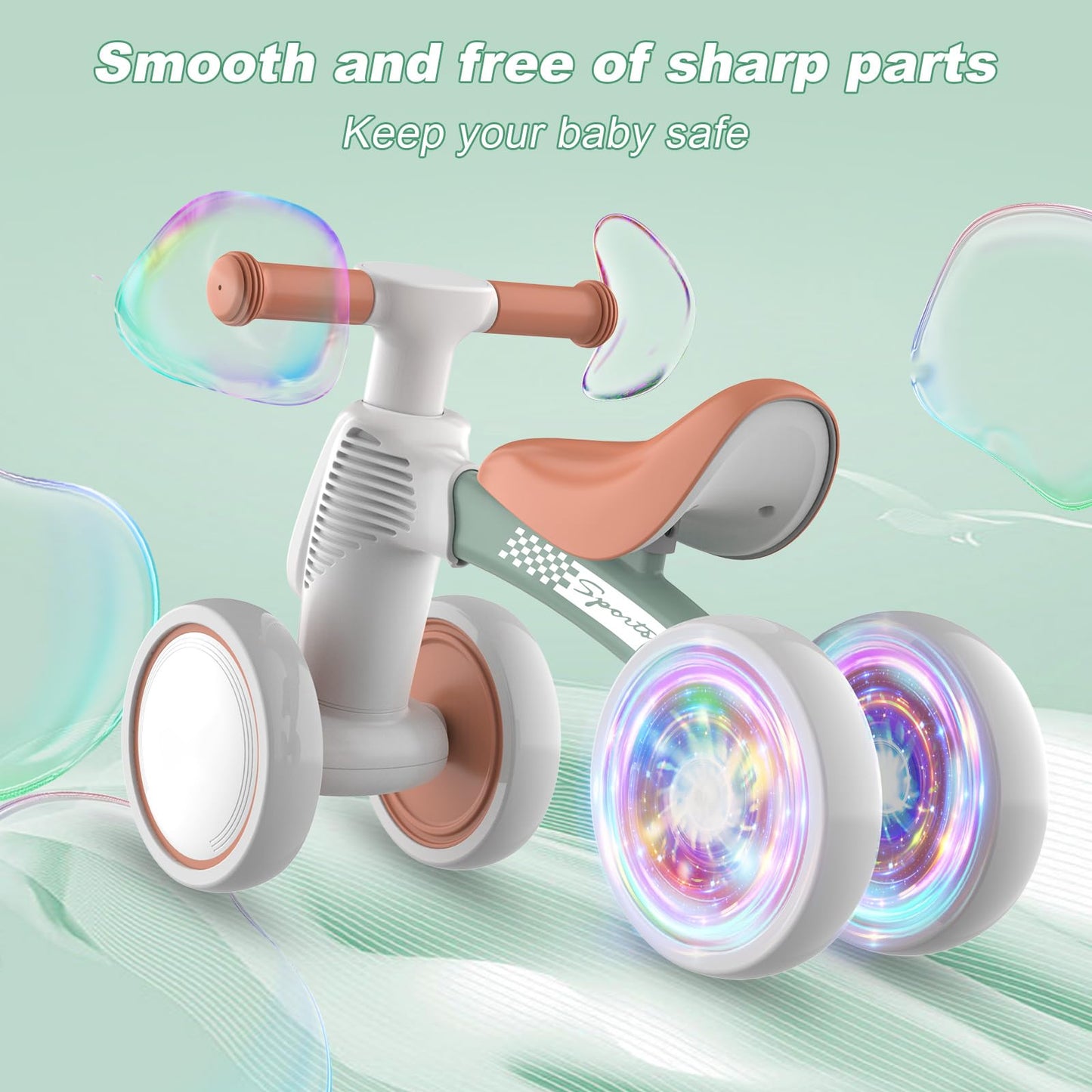 Colorful Lighting Baby Balance Bike Toys For 1 Year Old Boy Girl Gifts, 10-36 Month Toddler Balance Bike, No Pedal 4 Silence Whe