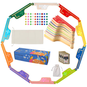 Medikaison Colorful Jokers And Marbles Board Game Pegs And Jokers Card Game For 2-10 Players 10 Solid Wood Game Boards 10 Colors 50 Marbles 4 Decks Of Cards Full Size Game Set (10 Players-10 Colors)…