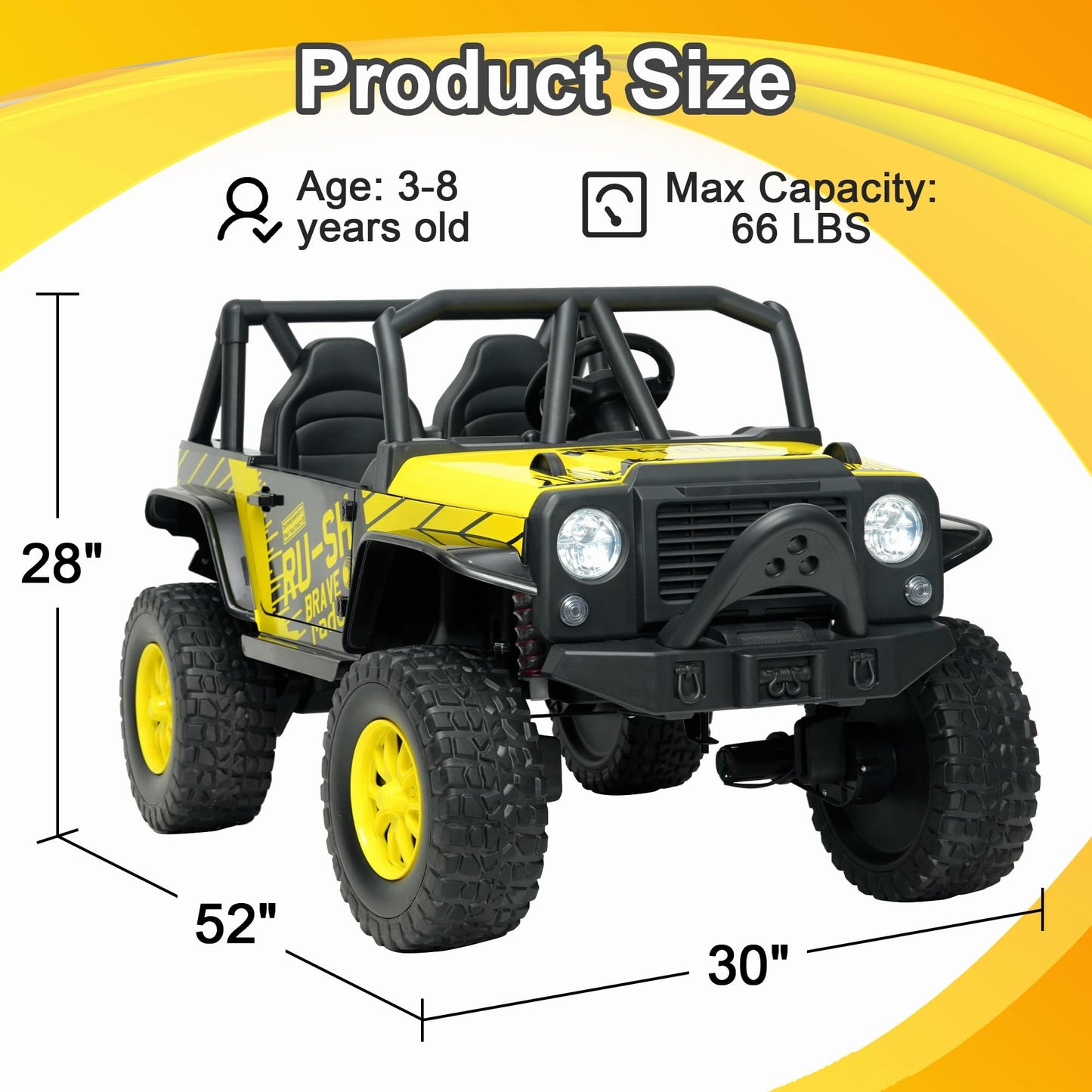 24V 5Ah 2 Seater Power Wheels For Kids, 4Wd Kids' Electric Vehicles With Remote Control For Girls Boys, Utv Ride On Car For Kids