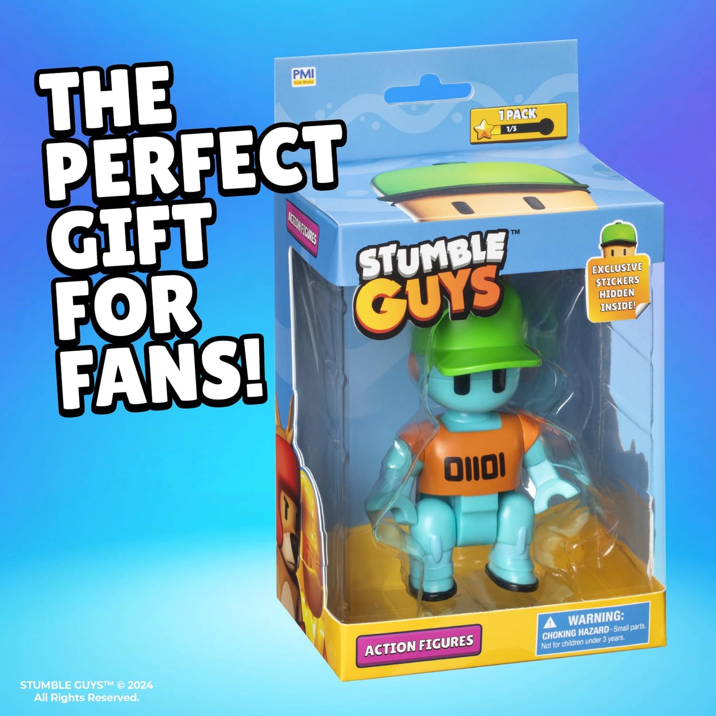 Stumble Guys Series 2 | Articulated Action Figure - 4.5 Collectible Toy | 1-Pack Window Display Box with Hidden Stickers | 4 Unique Characters to Collect (Robot Guy)