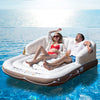 Tangkula Inflatable Pool Float  Giant Pool Lounger Floats 2 mature-themed Size with UPF50+ Retractable Sunshade  Ergonomic Backrest & Armrest  2 Cup Holders  Heavy Duty mature-themed Sunbathing Pool Lounge Raft