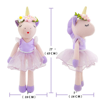 Justqunseen Unicorn Stuffed Animals Plush Ballerina Baby Doll, Unicorn Toys For Girls Age 4-6, Stuffed Animals For Girls 4 Year Old Girl Birthday Gifts Unicorn Decorations For Girls Toys 4-5(Pink)