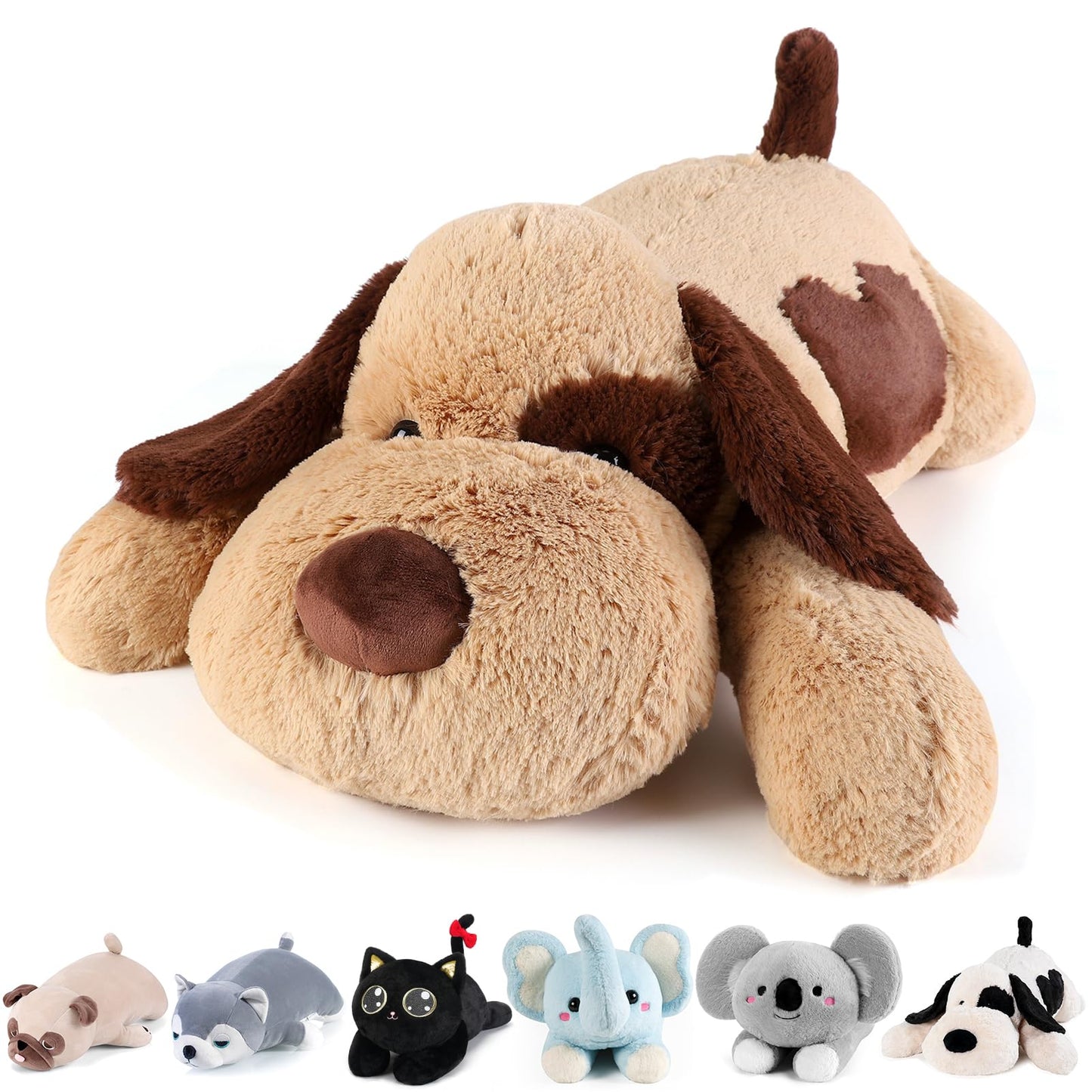 Meowtastic Brown Dog Weighted Stuffed Animals - 28 Inch 5.0 Pounds Weighted Plush Dog Stuffed Animals - Large Stuffed Dog Weighted Plush Pillow - Cute Plush Toys Gifts For Kids & Adults (28' 5.0 Lbs)