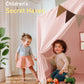 Kids Play Tent, Large Kids Playhouse with String Lights and Flag Garland, Bed Tent with 2 Windows, Machine Washable Reading Nook