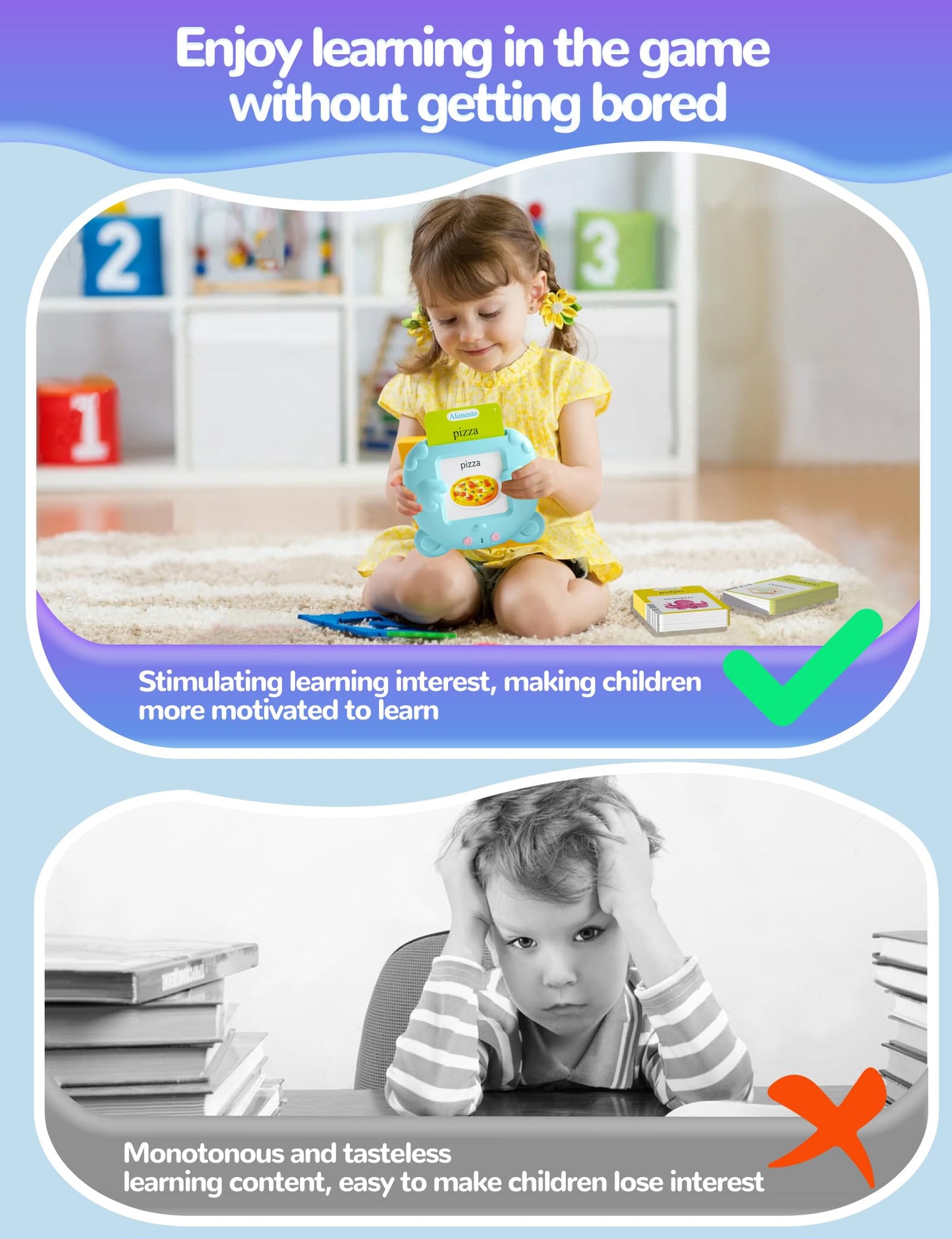Spanish & English Talking Flash Cards For Toddlers 1-3 Years Old, 510 Sight Words Bilingual Learning Toys For Children, Autism Pocket Speech Therapy Toys, Española Vocabulary Educational Flashcards