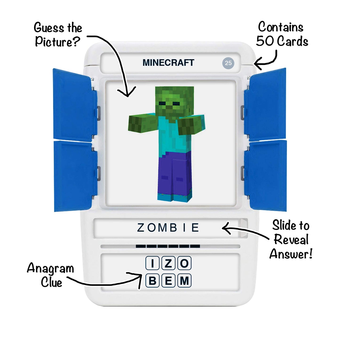 100 PICS Unofficial & Independent Minecraft Guide - Guess 100 Minecraft Items | Flash Cards with Slide Reveal Case | Card Game,