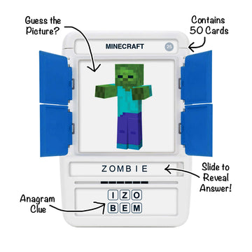 100 PICS Unofficial & Independent Minecraft Guide - Guess 100 Minecraft Items | Flash Cards with Slide Reveal Case | Card Game,