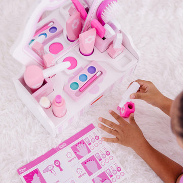 Melissa & Doug Wooden Beauty Salon Play Set With Vanity And Accessories (18 Pcs) - Fsc Certified