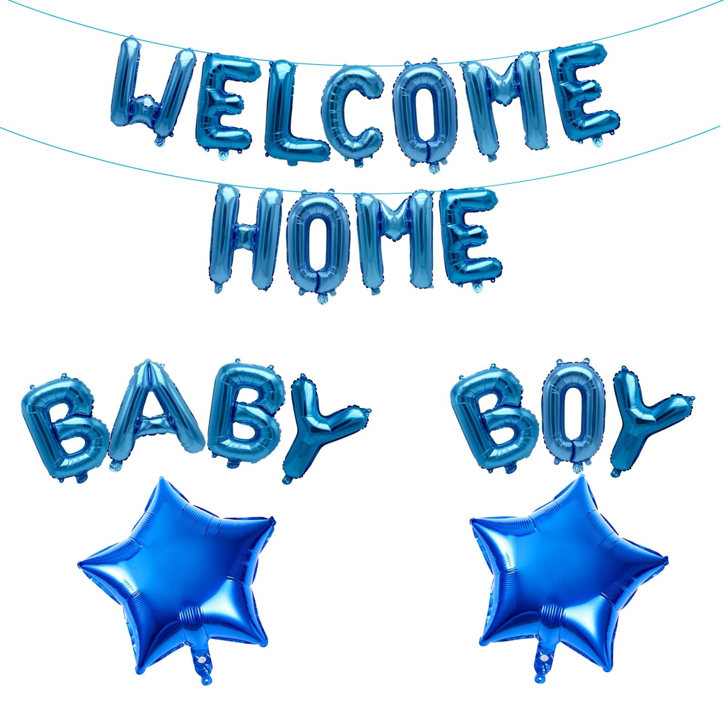 Jumdaqq Welcome Home Baby Boy Letter Balloon Banner With Star Foil Balloons For Newborn Baby Boy Baby Shower Welcome Home Family